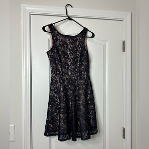 Navy Lace and Light Pink Dress